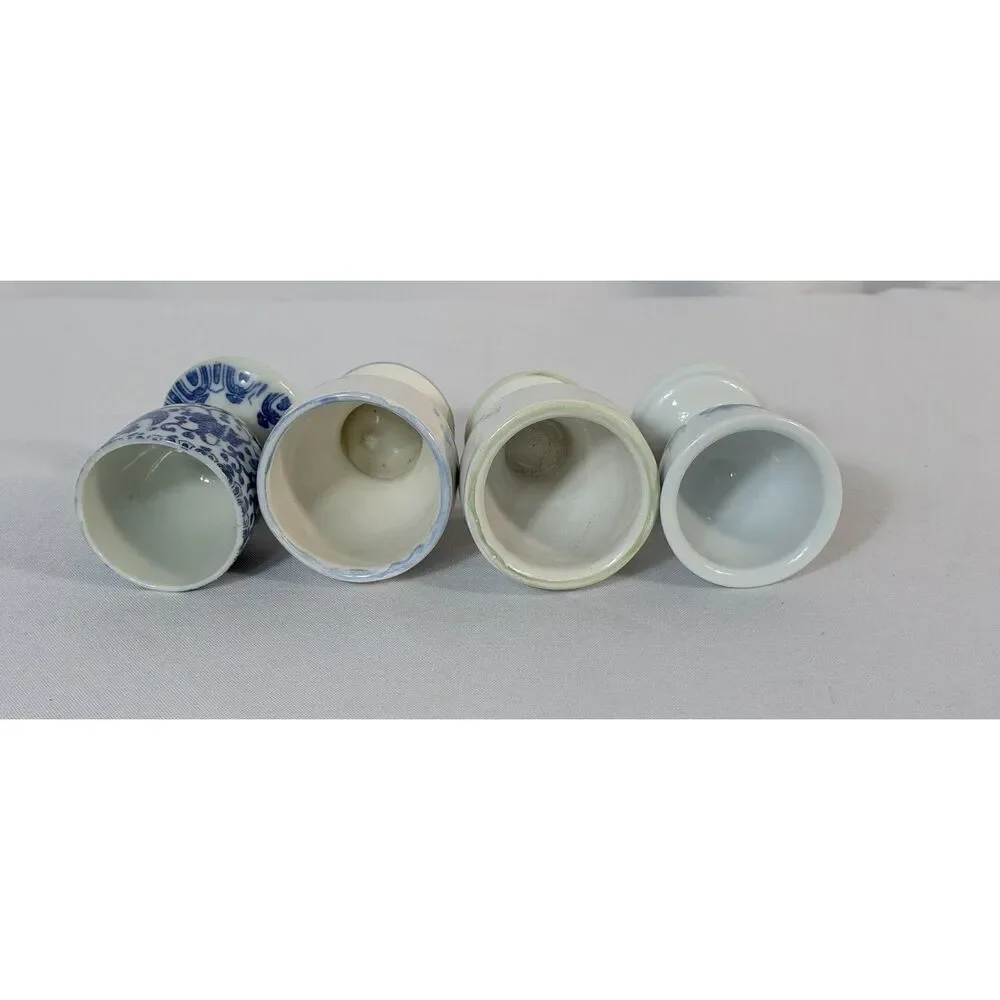 Vintage Egg Cup Lot of 8 Coddler Porcelain Japan France Floral Clear Glass